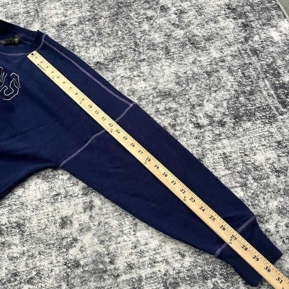 XL Adidas Womens Navy Blue w/ Purple Lining Sweatshirt Crewneck Sweater Oversize - Picture 8 of 11